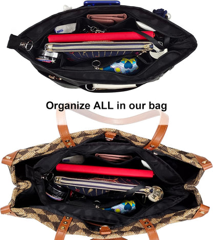 Purse Organizer Insert Tote Handbag Divider, Large, Beige