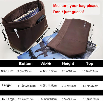 Purse Organizer Insert Tote Handbag Divider, Large, Beige