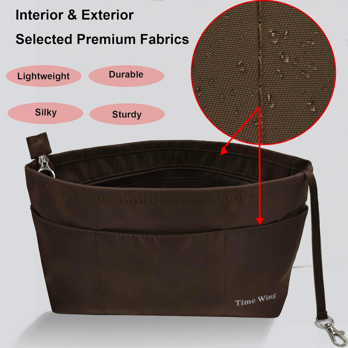 Purse Organizer Insert Tote Handbag Divider, Large, Beige