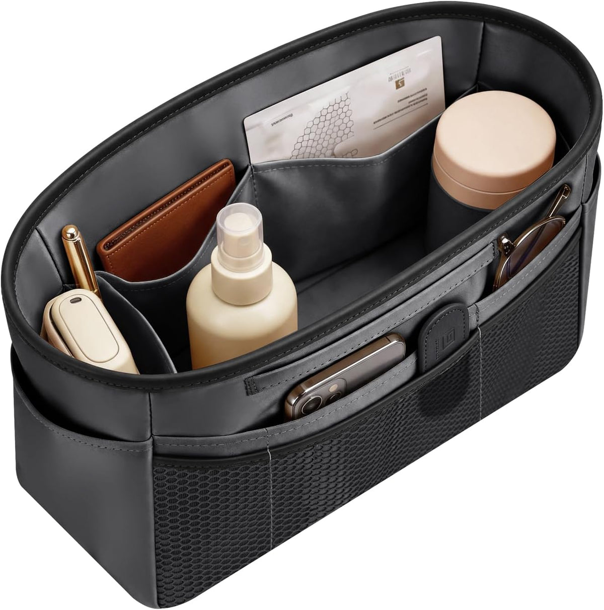 Purse Organizer Insert for Tote Bag, 12.99 Inch Satin Bag Organizer, Multi Pocket Handbag Organizer for Everyday Totes