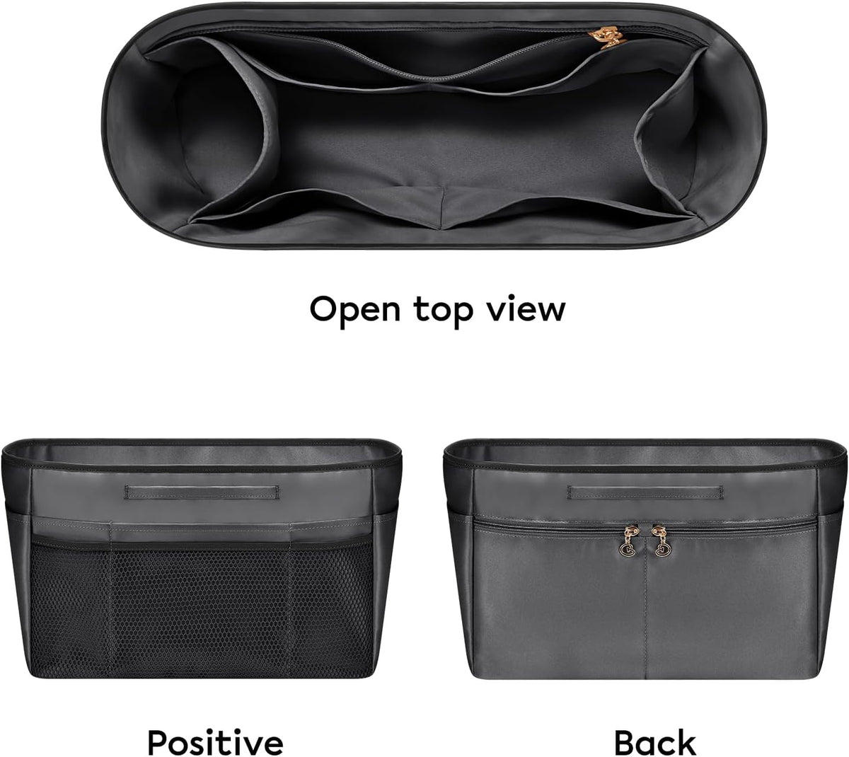 Purse Organizer Insert for Tote Bag, 12.99 Inch Satin Bag Organizer, Multi Pocket Handbag Organizer for Everyday Totes