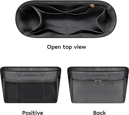 Purse Organizer Insert for Tote Bag, 12.99 Inch Satin Bag Organizer, Multi Pocket Handbag Organizer for Everyday Totes