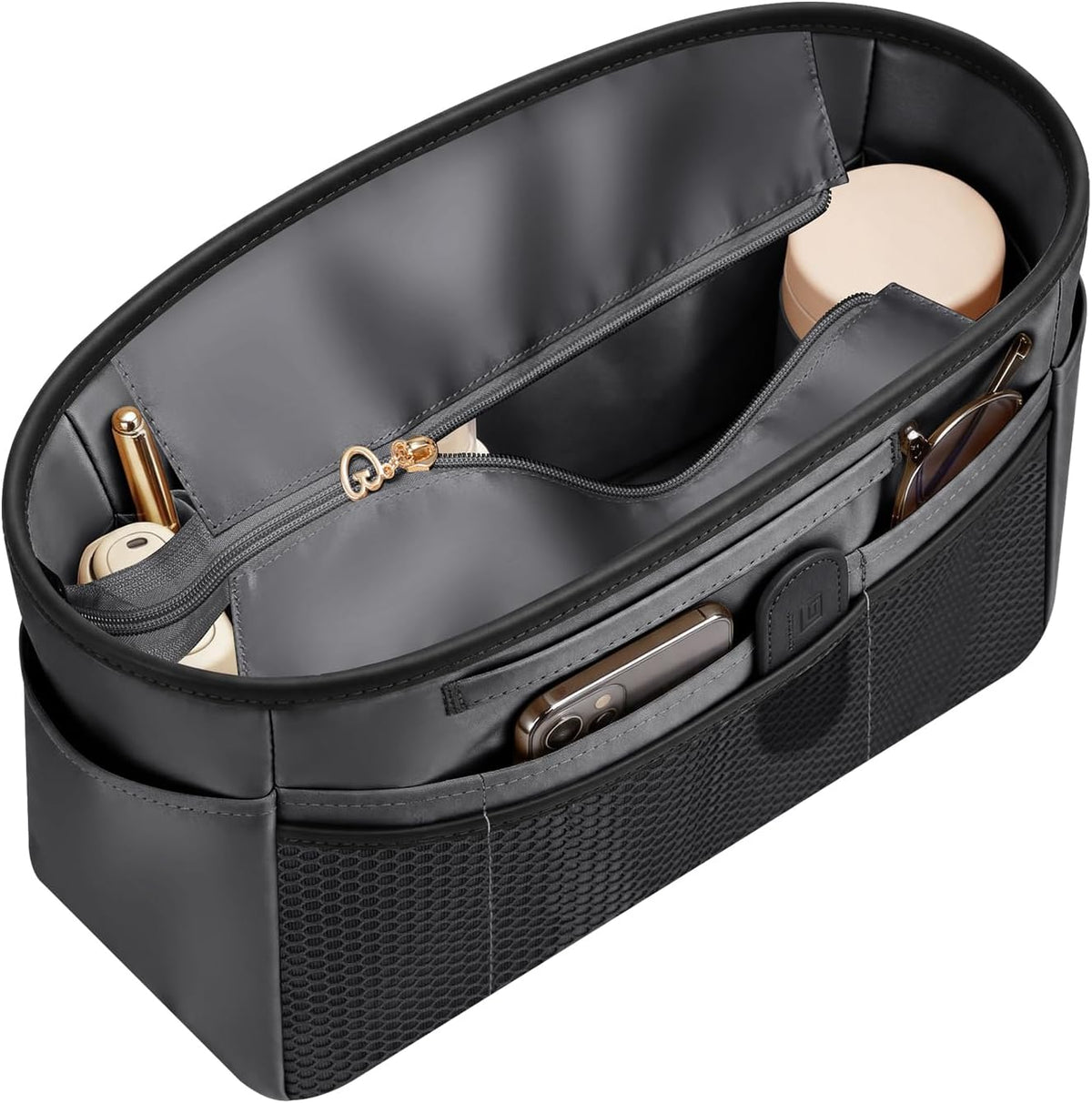 Purse Organizer Insert for Tote Bag, 12.99 Inch Satin Bag Organizer, Multi Pocket Handbag Organizer for Everyday Totes