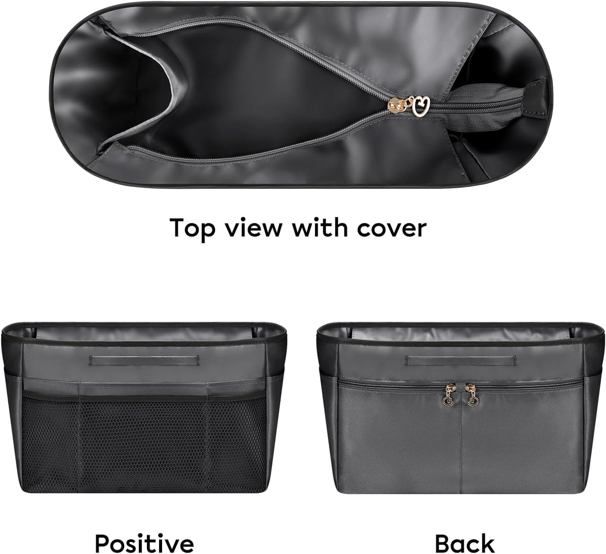 Purse Organizer Insert for Tote Bag, 12.99 Inch Satin Bag Organizer, Multi Pocket Handbag Organizer for Everyday Totes