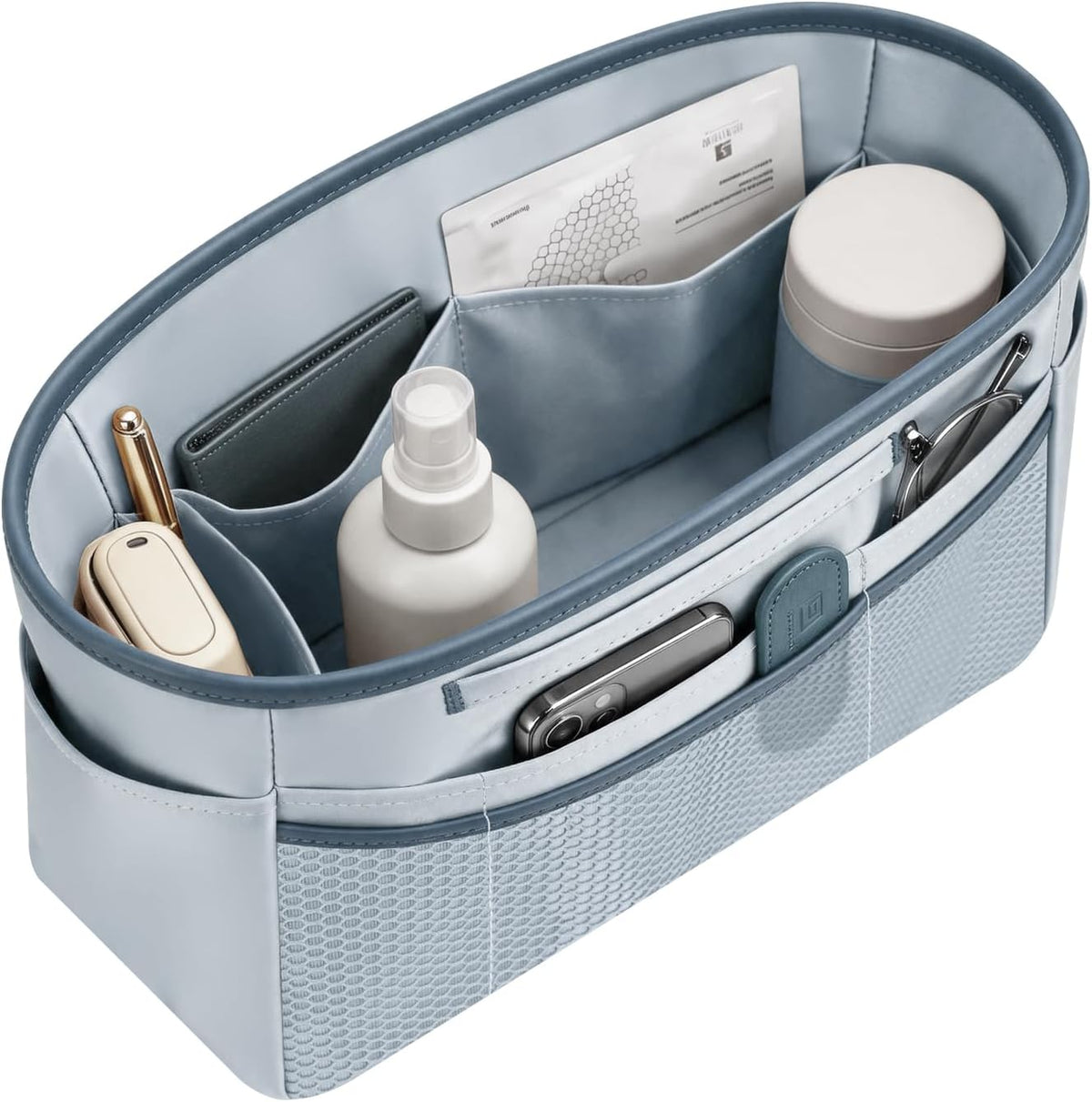 Purse Organizer Insert for Tote Bag, 12.99 Inch Satin Bag Organizer, Multi Pocket Handbag Organizer for Everyday Totes