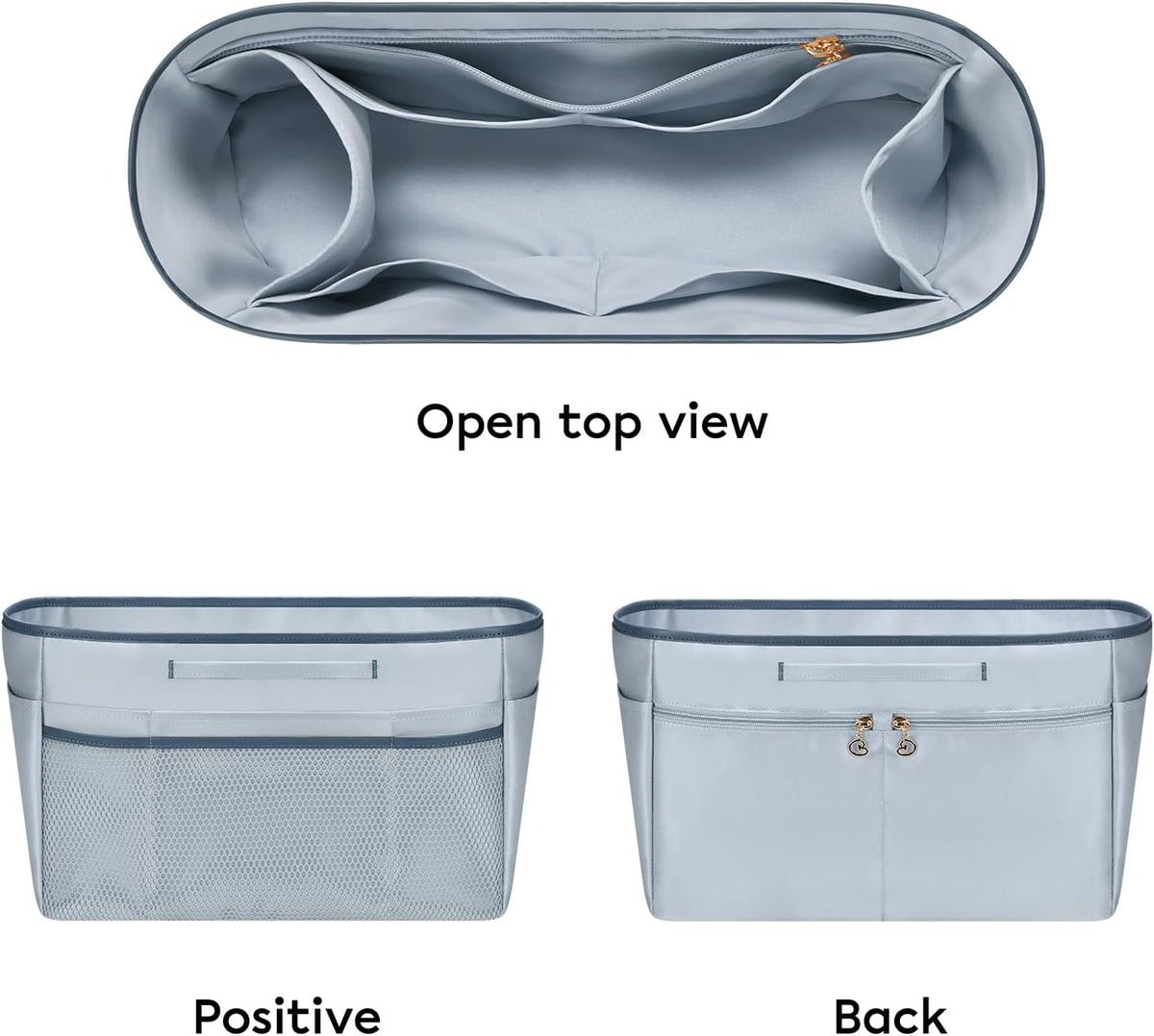 Purse Organizer Insert for Tote Bag, 12.99 Inch Satin Bag Organizer, Multi Pocket Handbag Organizer for Everyday Totes