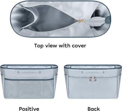 Purse Organizer Insert for Tote Bag, 12.99 Inch Satin Bag Organizer, Multi Pocket Handbag Organizer for Everyday Totes