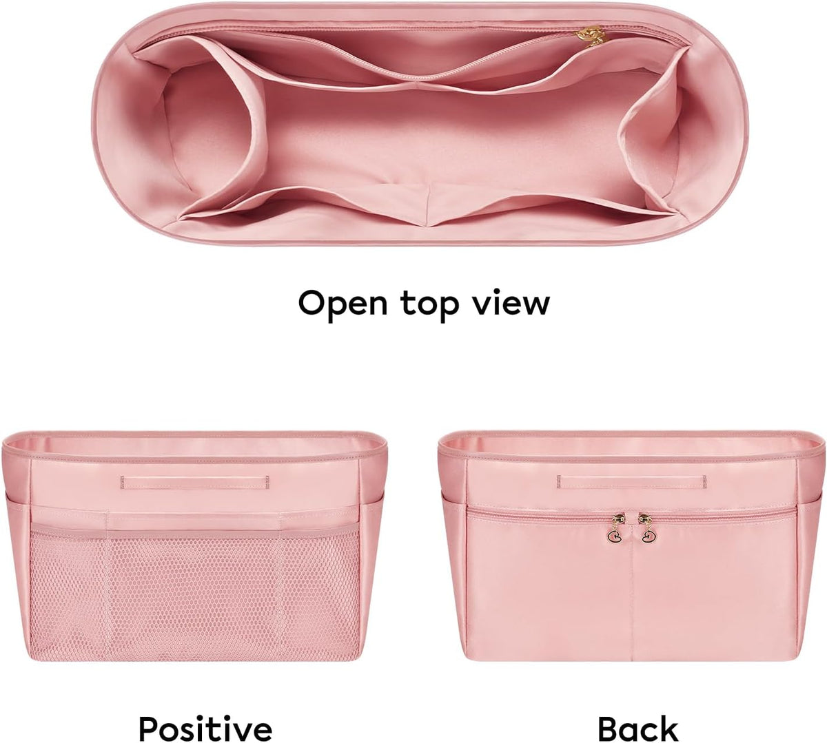 Purse Organizer Insert for Tote Bag, 12.99 Inch Satin Bag Organizer, Multi Pocket Handbag Organizer for Everyday Totes