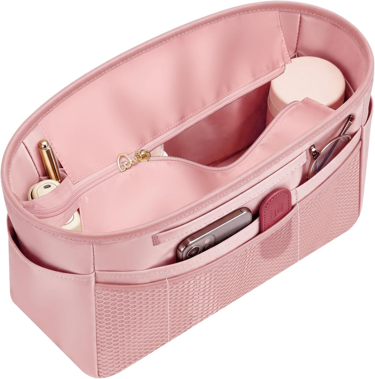 Purse Organizer Insert for Tote Bag, 12.99 Inch Satin Bag Organizer, Multi Pocket Handbag Organizer for Everyday Totes