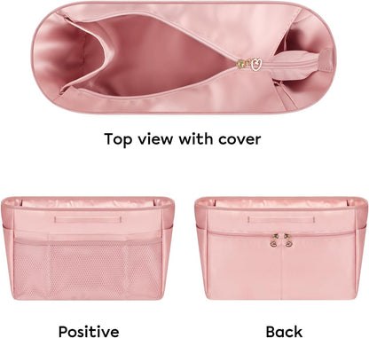Purse Organizer Insert for Tote Bag, 12.99 Inch Satin Bag Organizer, Multi Pocket Handbag Organizer for Everyday Totes