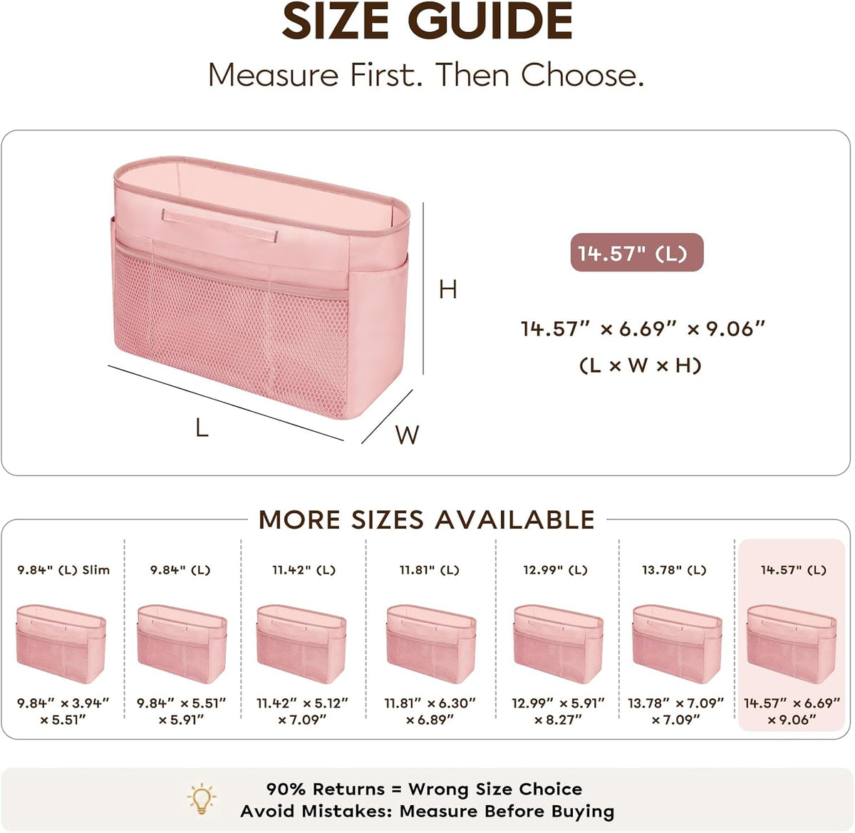 Purse Organizer Insert for Tote Bag, 12.99 Inch Satin Bag Organizer, Multi Pocket Handbag Organizer for Everyday Totes