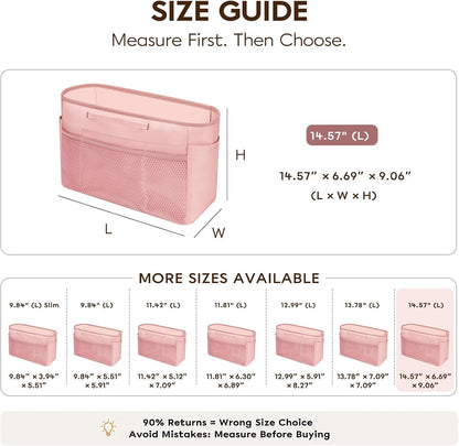 Purse Organizer Insert for Tote Bag, 12.99 Inch Satin Bag Organizer, Multi Pocket Handbag Organizer for Everyday Totes