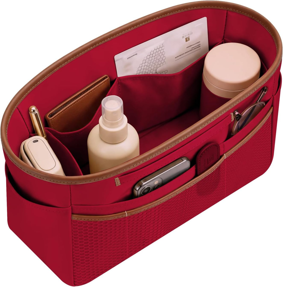 Purse Organizer Insert for Tote Bag, 12.99 Inch Satin Bag Organizer, Multi Pocket Handbag Organizer for Everyday Totes