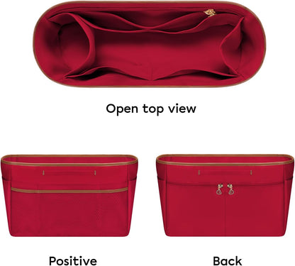 Purse Organizer Insert for Tote Bag, 12.99 Inch Satin Bag Organizer, Multi Pocket Handbag Organizer for Everyday Totes