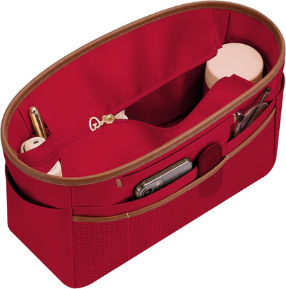 Purse Organizer Insert for Tote Bag, 12.99 Inch Satin Bag Organizer, Multi Pocket Handbag Organizer for Everyday Totes