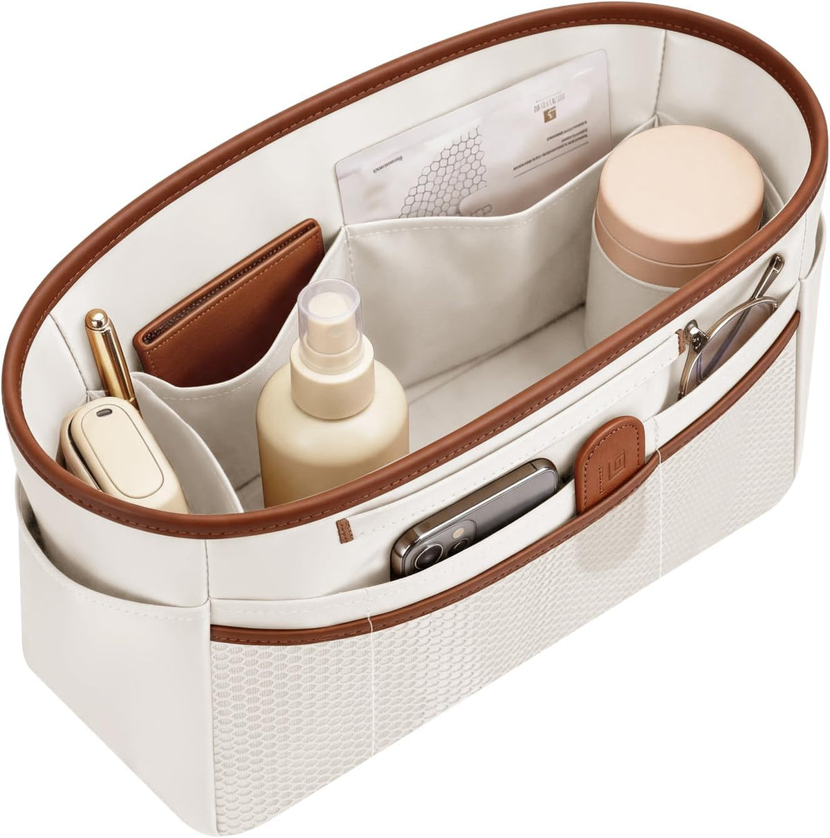 Purse Organizer Insert for Tote Bag, 12.99 Inch Satin Bag Organizer, Multi Pocket Handbag Organizer for Everyday Totes
