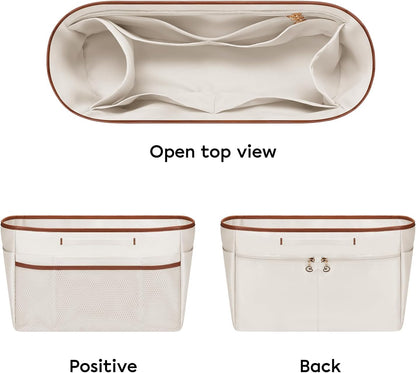 Purse Organizer Insert for Tote Bag, 12.99 Inch Satin Bag Organizer, Multi Pocket Handbag Organizer for Everyday Totes