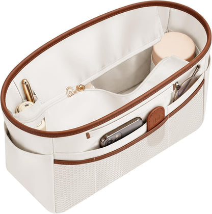 Purse Organizer Insert for Tote Bag, 12.99 Inch Satin Bag Organizer, Multi Pocket Handbag Organizer for Everyday Totes