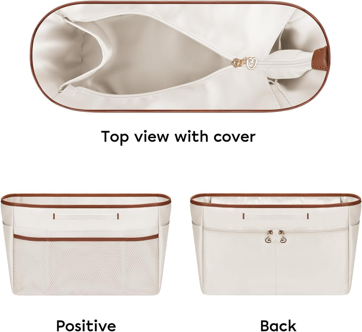 Purse Organizer Insert for Tote Bag, 12.99 Inch Satin Bag Organizer, Multi Pocket Handbag Organizer for Everyday Totes