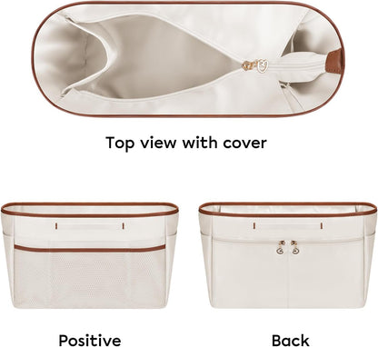 Purse Organizer Insert for Tote Bag, 12.99 Inch Satin Bag Organizer, Multi Pocket Handbag Organizer for Everyday Totes