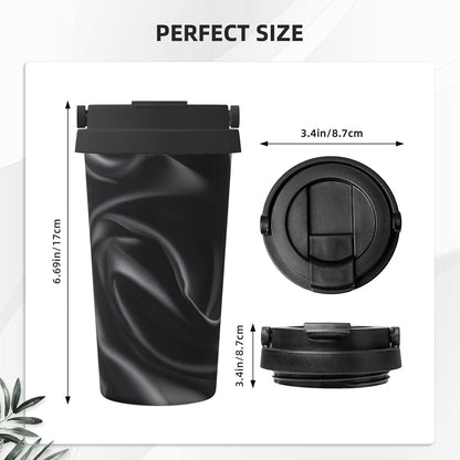 Black silk Wrinkle Insulated Coffee Mug with Lid Spill Proof Travel Coffee Mug for Cold And Hot Drinks Stainless Steel Tumbler Double-Wall Coffee Cup for Keep Hot/Ice Coffee Tea