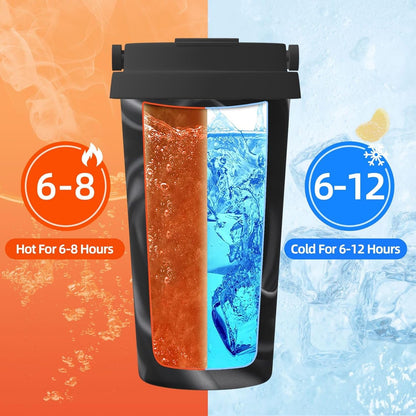 Black silk Wrinkle Insulated Coffee Mug with Lid Spill Proof Travel Coffee Mug for Cold And Hot Drinks Stainless Steel Tumbler Double-Wall Coffee Cup for Keep Hot/Ice Coffee Tea