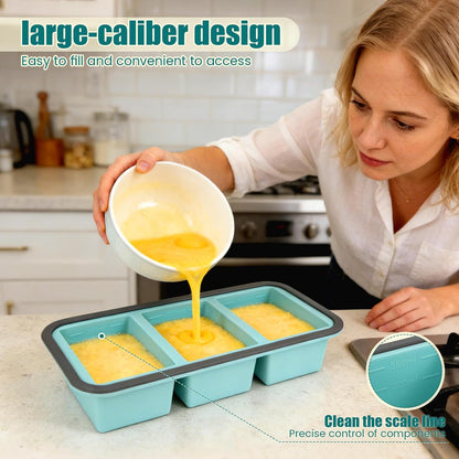 2 Pack Silicone Freezer Tray with Lid Soup Freeze Container Molds Set Soup Ice Cube Tray Kitchen Food Storage for Freezing Sauce, Broth, Rice Bpa Free (2 Pcs_4 Slot_Light Gray)