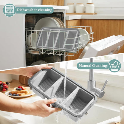 2 Pack Silicone Freezer Tray with Lid Soup Freeze Container Molds Set Soup Ice Cube Tray Kitchen Food Storage for Freezing Sauce, Broth, Rice Bpa Free (2 Pcs_4 Slot_Light Gray)