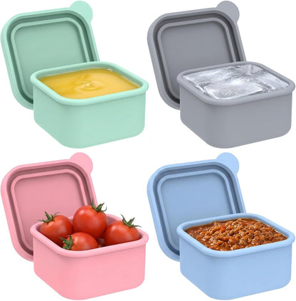 2 Pack Silicone Freezer Tray with Lid Soup Freeze Container Molds Set Soup Ice Cube Tray Kitchen Food Storage for Freezing Sauce, Broth, Rice Bpa Free (2 Pcs_4 Slot_Light Gray)