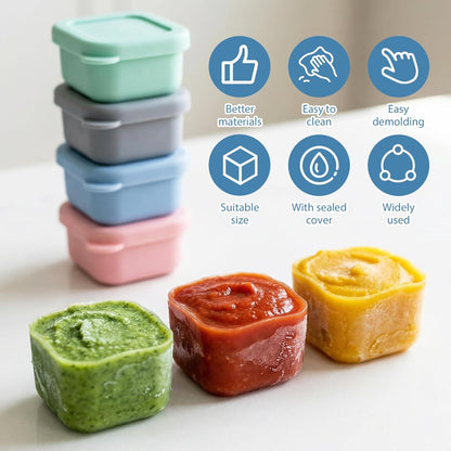 2 Pack Silicone Freezer Tray with Lid Soup Freeze Container Molds Set Soup Ice Cube Tray Kitchen Food Storage for Freezing Sauce, Broth, Rice Bpa Free (2 Pcs_4 Slot_Light Gray)