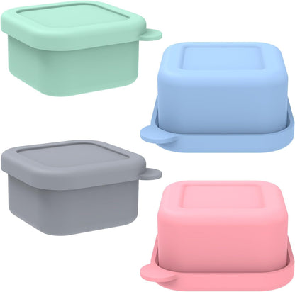 2 Pack Silicone Freezer Tray with Lid Soup Freeze Container Molds Set Soup Ice Cube Tray Kitchen Food Storage for Freezing Sauce, Broth, Rice Bpa Free (2 Pcs_4 Slot_Light Gray)