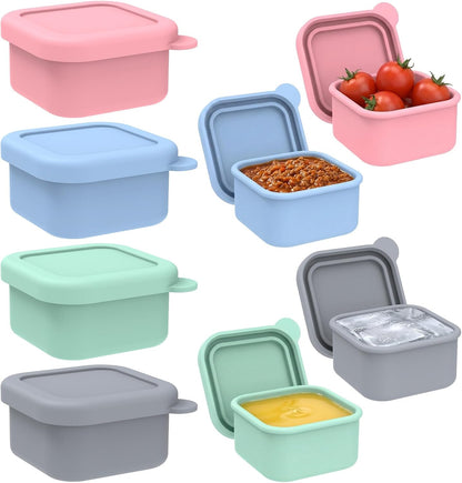 2 Pack Silicone Freezer Tray with Lid Soup Freeze Container Molds Set Soup Ice Cube Tray Kitchen Food Storage for Freezing Sauce, Broth, Rice Bpa Free (2 Pcs_4 Slot_Light Gray)