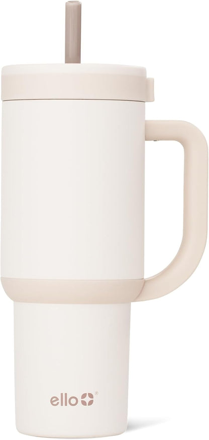 Oasis 30oz Insulated Stainless Steel Tumbler with Straw, Pink Gingham | Insulated stainless steel cup with handle, retracting straw, leakproof lid, keeps cold 24 hours, cupholder fit