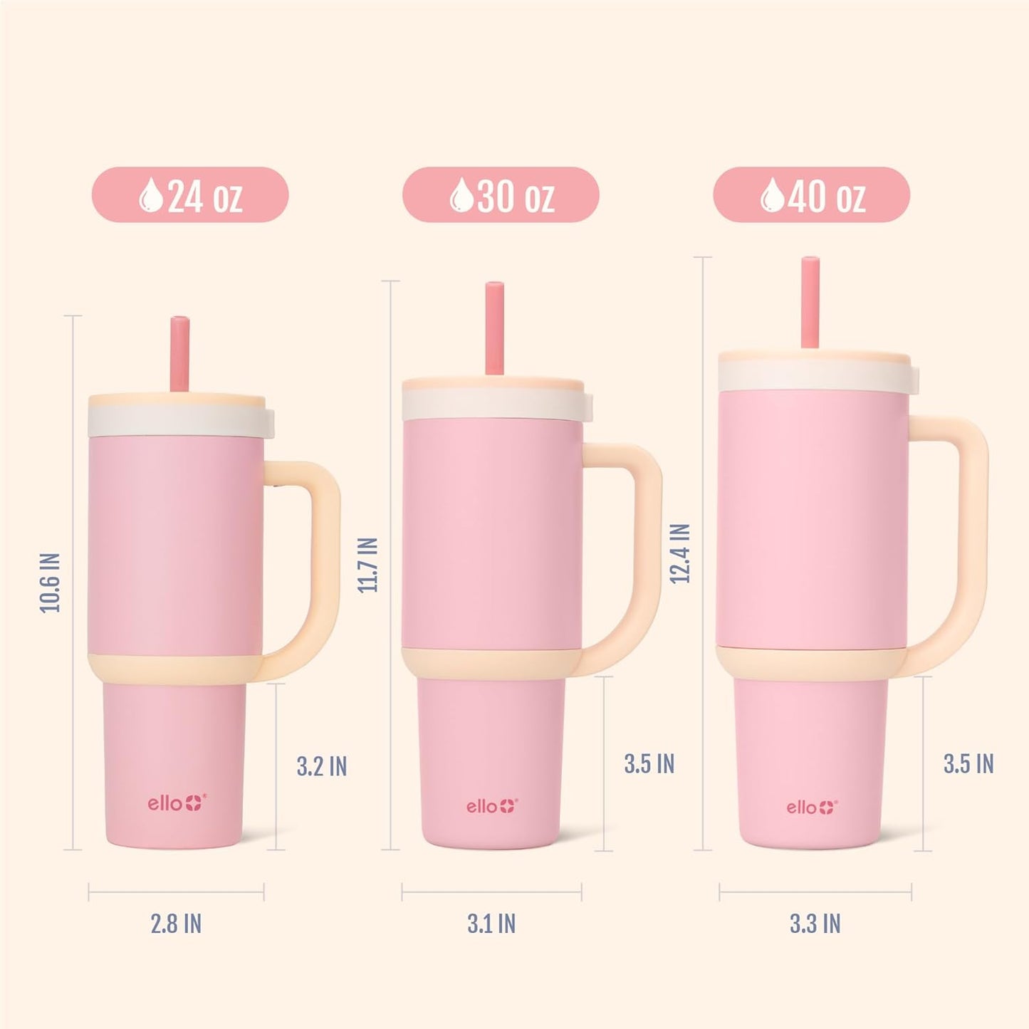 Oasis 30oz Insulated Stainless Steel Tumbler with Straw, Pink Gingham | Insulated stainless steel cup with handle, retracting straw, leakproof lid, keeps cold 24 hours, cupholder fit