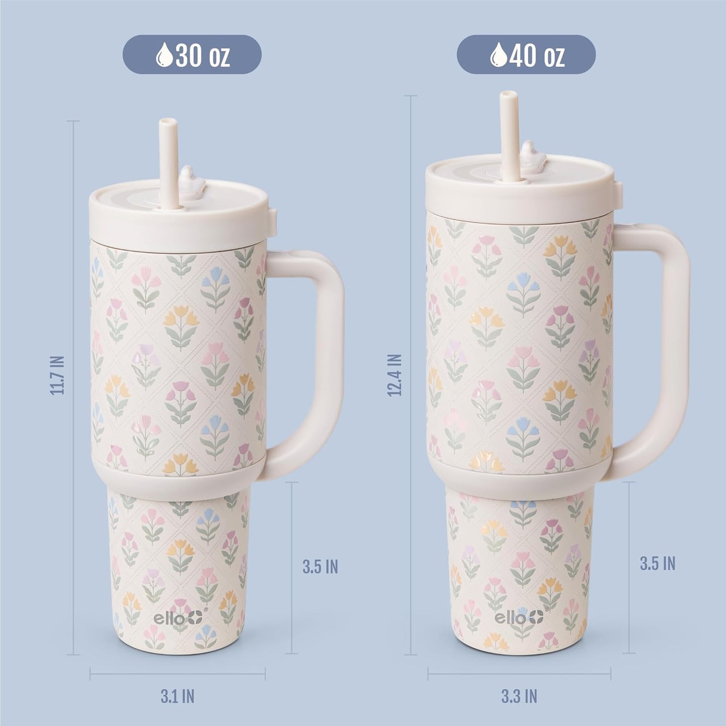 Oasis 30oz Insulated Stainless Steel Tumbler with Straw, Pink Gingham | Insulated stainless steel cup with handle, retracting straw, leakproof lid, keeps cold 24 hours, cupholder fit