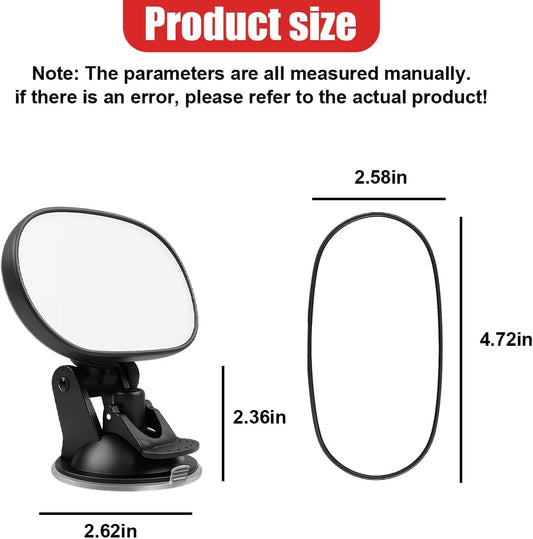 Baby Car Mirror Rear Facing, 360° Adjustable Wide Angle Convex Mirrors, Suction Cup Baby Safety Rearview Mirrors, Universal Car Interior Mirror Accessories for View Backseat Infant(Black)
