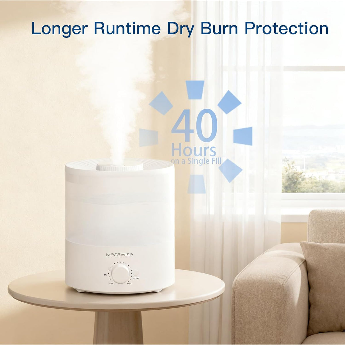 Cool Mist Humidifier, 2L Tank, Quiet Operation, Auto Shut-Off
