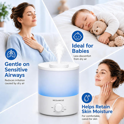 Cool Mist Humidifier, 2L Tank, Quiet Operation, Auto Shut-Off