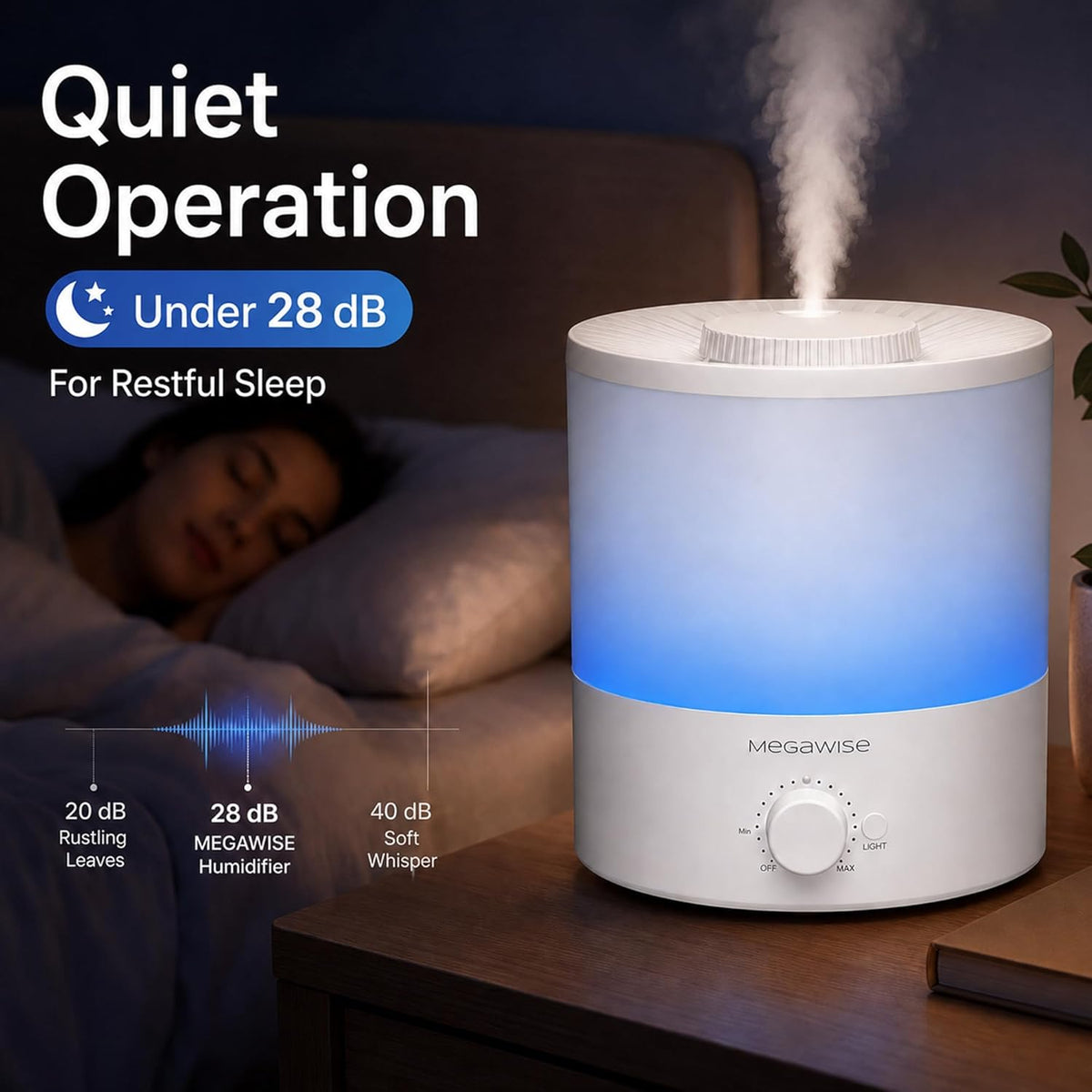 Cool Mist Humidifier, 2L Tank, Quiet Operation, Auto Shut-Off