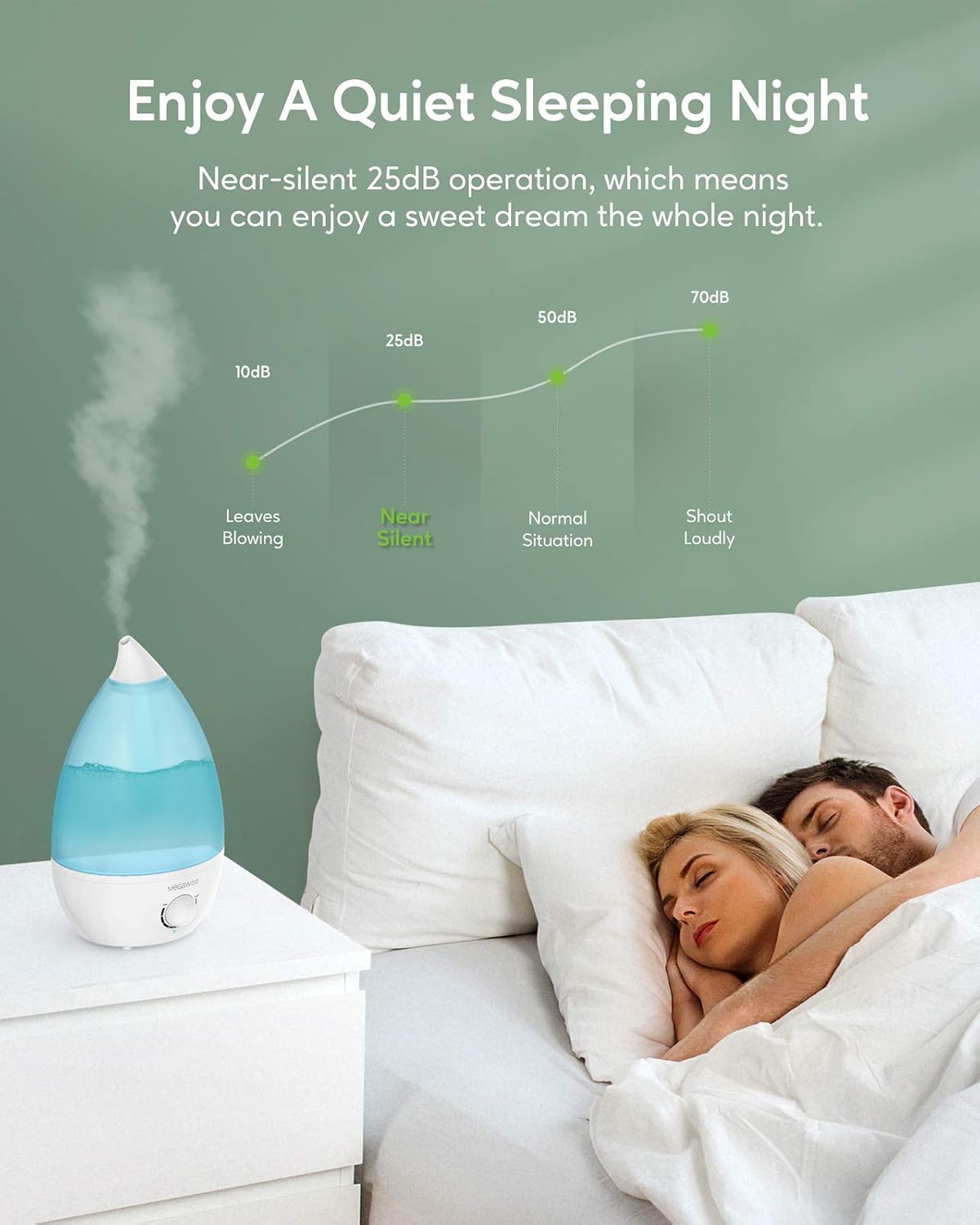 Cool Mist Humidifier, 2L Tank, Quiet Operation, Auto Shut-Off