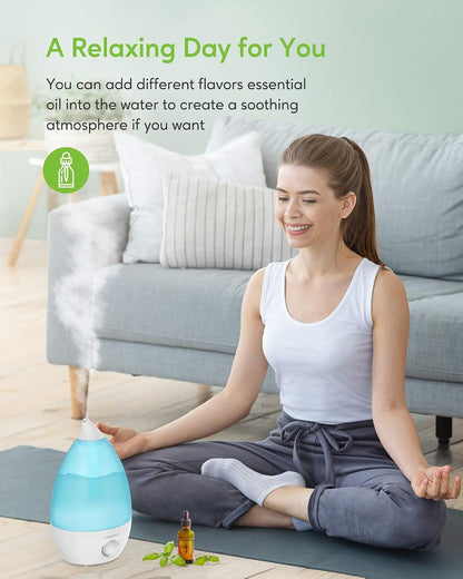 Cool Mist Humidifier, 2L Tank, Quiet Operation, Auto Shut-Off