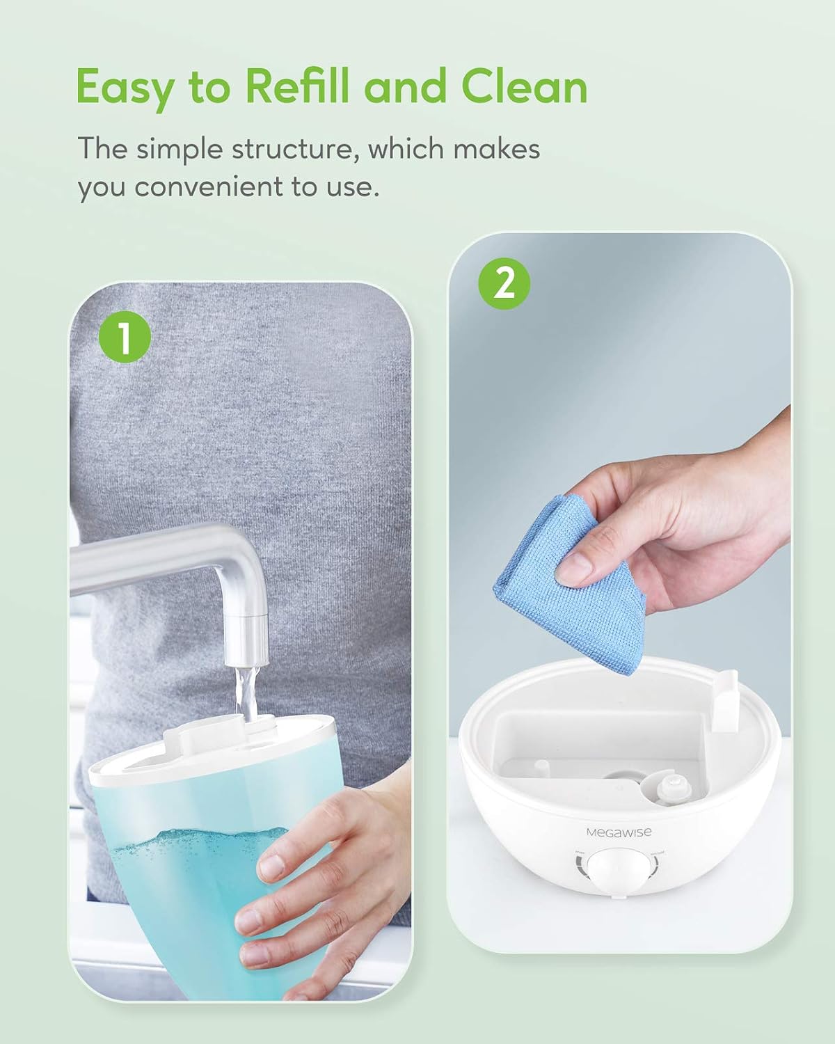 Cool Mist Humidifier, 2L Tank, Quiet Operation, Auto Shut-Off