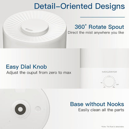 Cool Mist Humidifier, 2L Tank, Quiet Operation, Auto Shut-Off