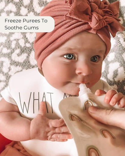 Reusable Baby Food Pouches for Toddlers - BPA Free Food Grade - Dishwasher & Freezer Safe - Baby Food Containers - Refillable Squeeze Pouch For Applesauce & Yogurt - 12 Pack (Rainbows)