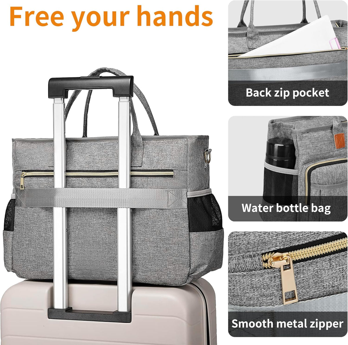 Nurse Tote Bag for Work with Padded 15.6” Laptop Sleeve, Medical Supplies Shoulder Bag for Home Health Care