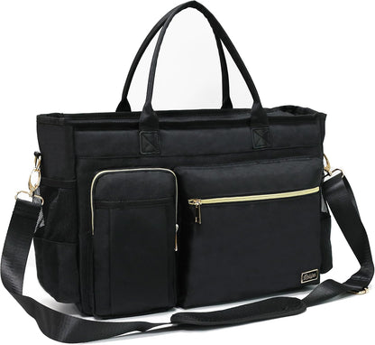 Nurse Tote Bag for Work with Padded 15.6” Laptop Sleeve, Medical Supplies Shoulder Bag for Home Health Care