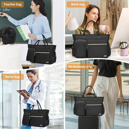 Nurse Tote Bag for Work with Padded 15.6” Laptop Sleeve, Medical Supplies Shoulder Bag for Home Health Care