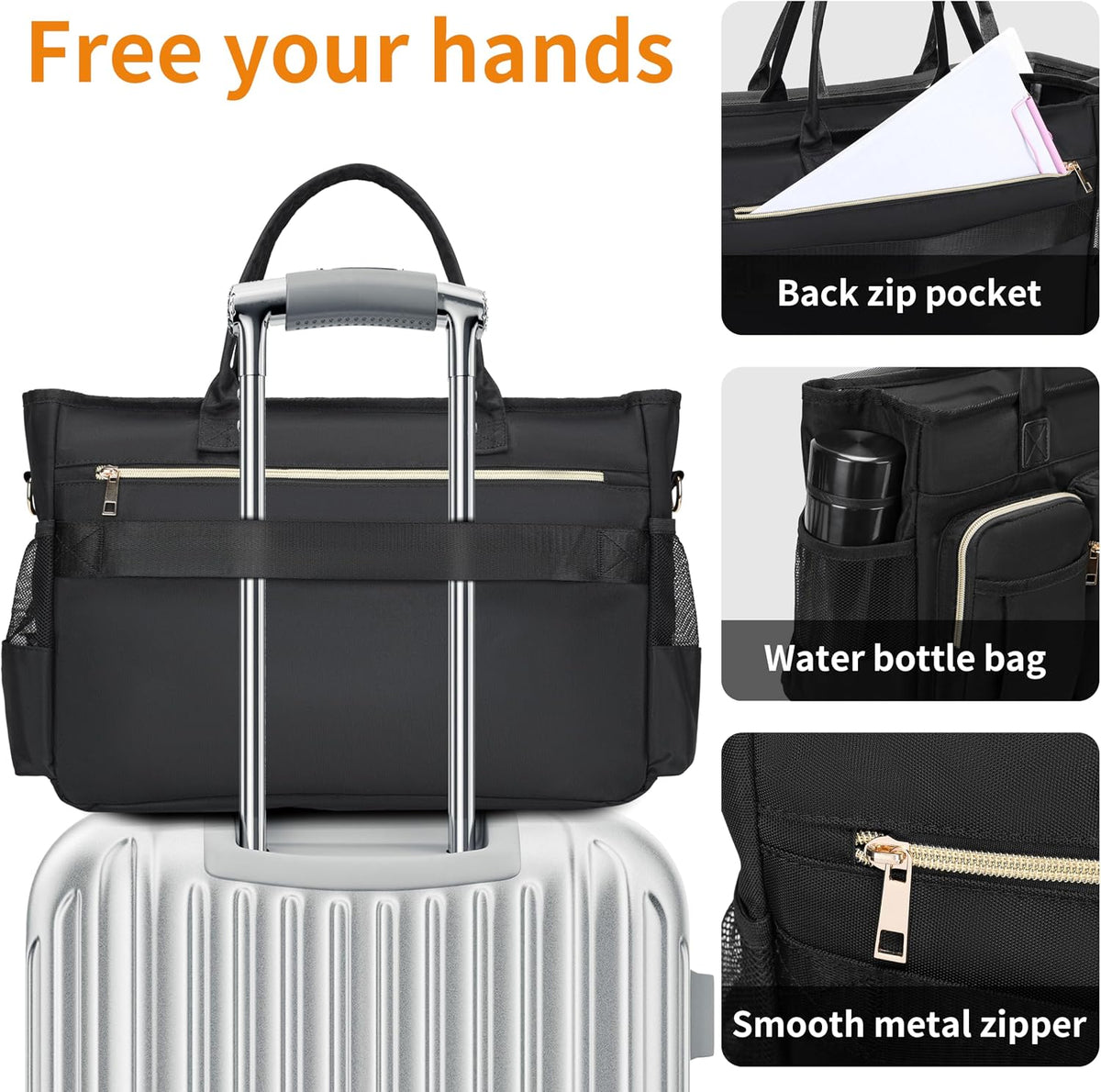 Nurse Tote Bag for Work with Padded 15.6” Laptop Sleeve, Medical Supplies Shoulder Bag for Home Health Care