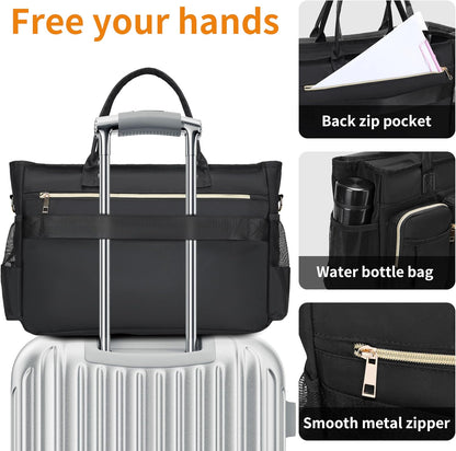 Nurse Tote Bag for Work with Padded 15.6” Laptop Sleeve, Medical Supplies Shoulder Bag for Home Health Care