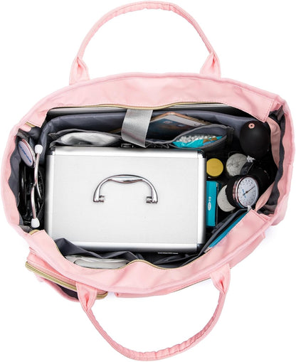 Nurse Tote Bag for Work with Padded 15.6” Laptop Sleeve, Medical Supplies Shoulder Bag for Home Health Care